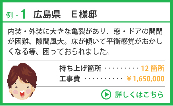 例-1 広島県Ｅ様邸 持ち上げ箇所 12箇所 工事費 ￥1,650,000