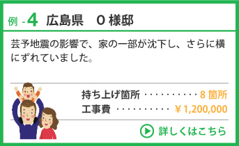 例-4 広島県 O様邸 持ち上げ箇所 8箇所 工事費 ￥1,200,000